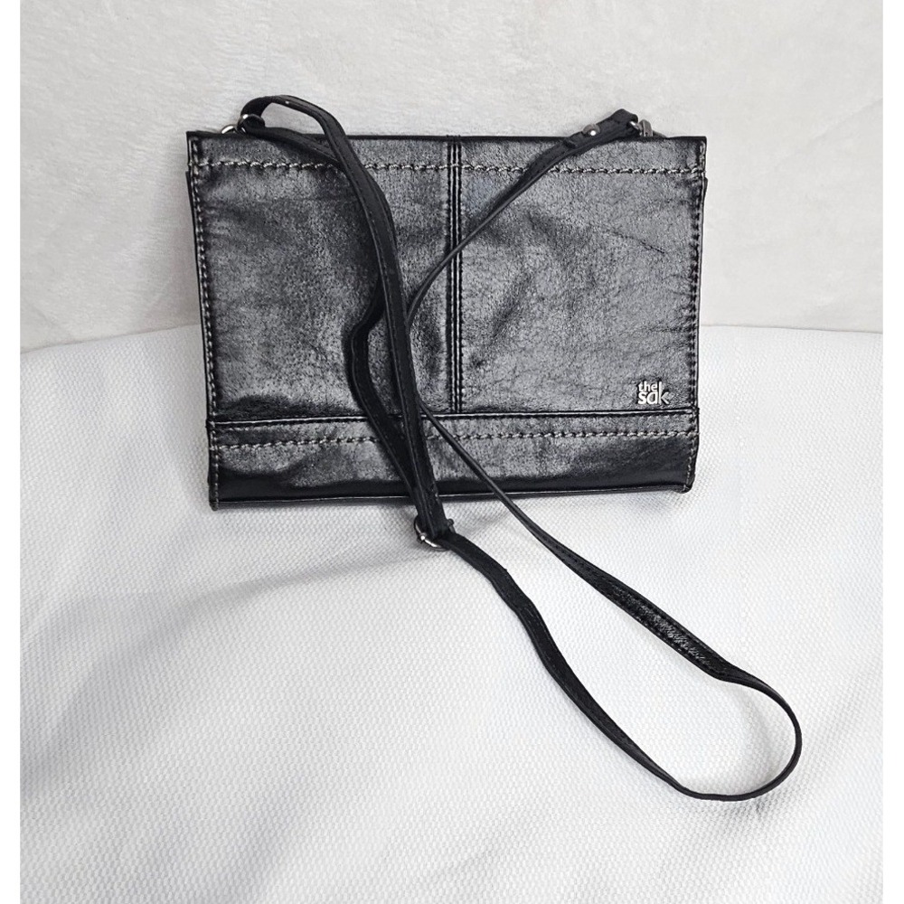 The Sak Crossbody Bag Small Black Leather Slim Square Minimalist Purse